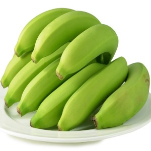 green bananas isolated on white background with clipping path